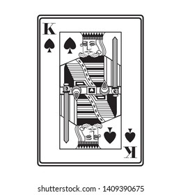 king of spades card icon cartoon black and white vector illustration graphic design