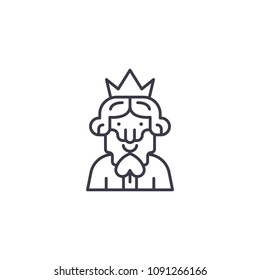 King of spades linear icon concept. King of spades line vector sign, symbol, illustration.