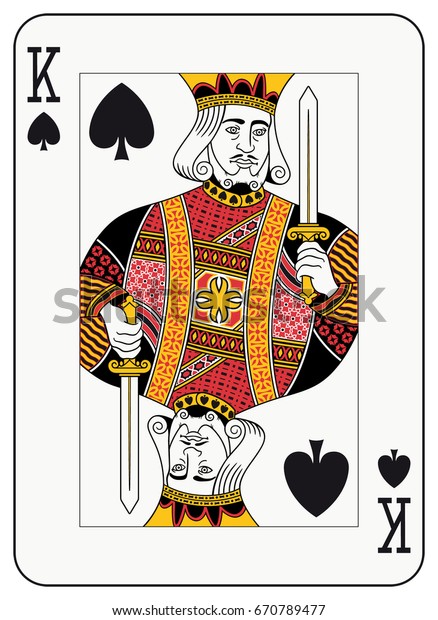 King Spades Playing Card Decorations Separate Stock Vector