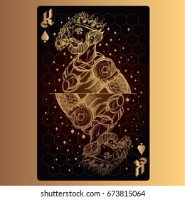 King of spades. Playing card with original design on the theme of space.