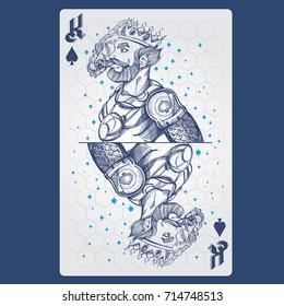 King of spades. Playing card with original design on the theme of space.