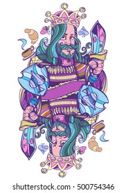 King of spades. Playing card suit in style pastel 