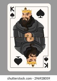 Rey de espadas jugando cartas. Ilustración del vector