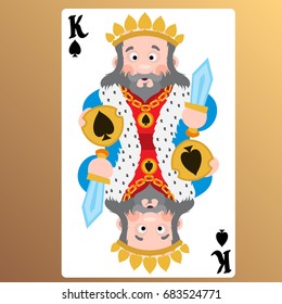 King of spades. Playing cards with cartoon cute characters.