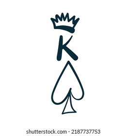 king of spades symbol vector concept saying lettering hand drawn shirt quote line art simple monochrome