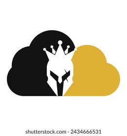 King spartan cloud shape logo design icon vector.