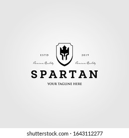 king spartan crown with shield logo vector illustration design