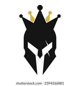 King spartan logo design icon vector. Crown and spartan illustration template.