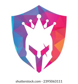 King spartan logo design icon vector. Crown and spartan illustration template.