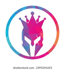 King spartan logo design icon vector. Crown and spartan illustration template.