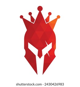 King spartan logo design icon vector. Crown and spartan illustration template.
