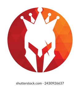 King spartan logo design icon vector. Crown and spartan illustration template.
