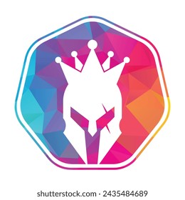 King spartan logo design icon vector. Crown and spartan illustration template.