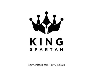 King spartan logo designs with crown logo vector 