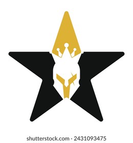 King spartan star shape logo design icon vector.