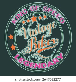 KING OF SPEED VINTAGE RACING - VINTAGE BIKING T SHIRT DESIGN 0002, EPS File format, size 4000X4000 pixel, Editable file, Printable graphic, 300 DPI (PPI), with background