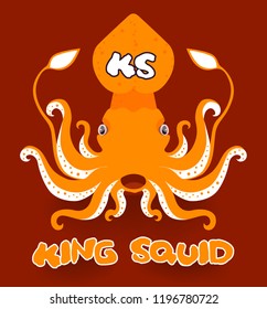 King of squid mascot logo design. eps 10