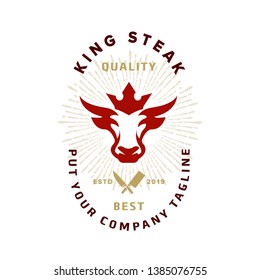 The King Steak store logo template - logo design templates for meat store, charcuterie, deli shop, butchery market