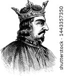 King Stephen, vintage engraved illustration