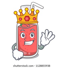 King strawberry smoothie mascot cartoon