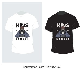 King of the street gorilla racer trendy t shirt design