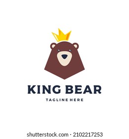 King Strong Bear Logo Design Vector Illustration