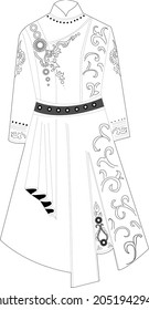 King style dress model vector mockup design.