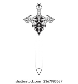 King sword outline art ,good for graphic resources, printable art, suitable for design resources, logo, template designs, and more. 