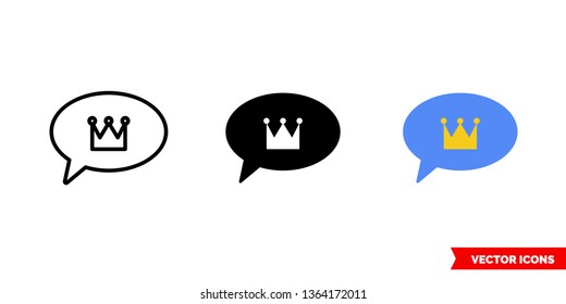 King talk icon of 3 types: color, black and white, outline. Isolated vector sign symbol.