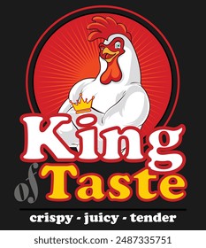 King of Taste Fast Food-Logo Dies ist eine Abbildung und Vektorgrafik Embalm, Maskottchen-Logo für Fast Food