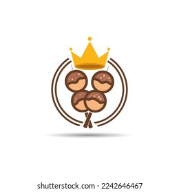 The King of Tasty Takoyaki, Playful and Colorful. Can be used for Logos, Brands or Identity for Takoyaki Shops.