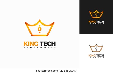 Diseños del logotipo de la tecnología King, vector, símbolo del diseño del logotipo digital, 