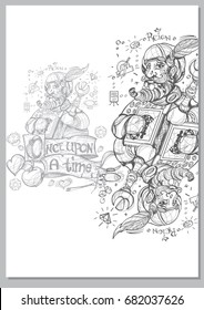 King. A template with fairy-tale characters for creating posters, covers, brochures.