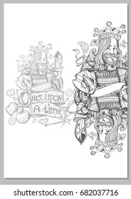 King. A template with fairy-tale characters for creating posters, covers, brochures.