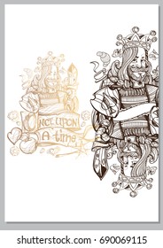 King. A template with fairy-tale characters for creating posters, covers, brochures.