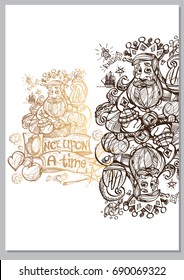 King. A template with fairy-tale characters for creating posters, covers, brochures.