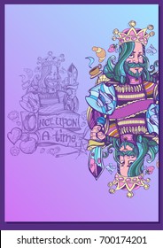 King. A template with fairy-tale characters for creating posters, covers, brochures.