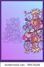 King. A template with fairy-tale characters for creating posters, covers, brochures.