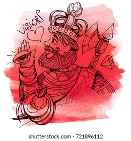 King. A template with fairy-tale characters for creating posters, covers, brochures.
