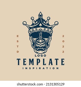 king template logo with human skull head. vector