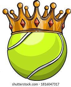 King of tennis concept, a tennis ball wearing a gold crown vector