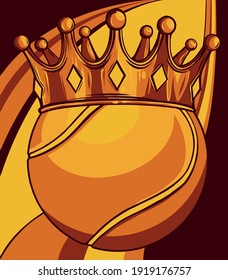 King of tennis concept, a tennis ball wearing a gold crown vector