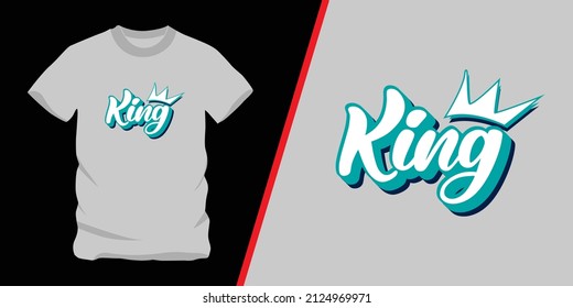 König, Textdesign mit einzigartiger und attraktiver Schrift, ideal für den Siebdruck von T-Shirts, Hüten, Pullover usw.