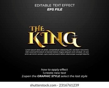 king text effect, font editable, typography, 3d text. vector template