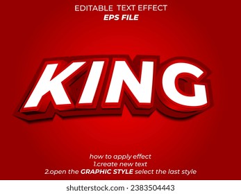 King text effect, font editable, typografie, 3d text. Vektorvorlage