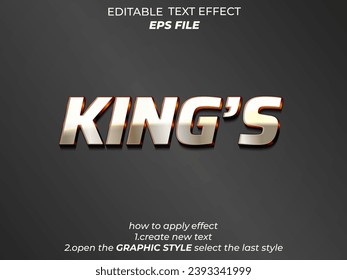 king text effect, font editable, typography, 3d text