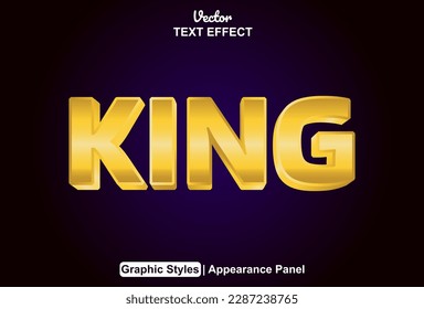 king text effect with gold color graphic style and editable.