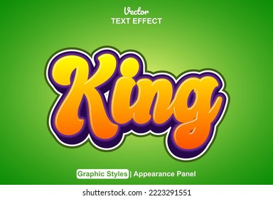 king text effect with graphic style and editable.
