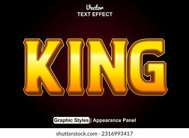 efecto de texto king con estilo gráfico de color naranja y modificable.