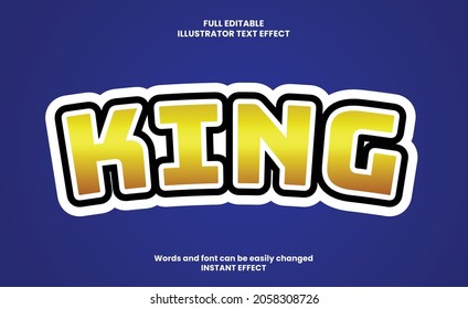 king Text Style Effects Template. Modern alphabet fonts. 3d bold style Text Style Effects use for logo and business brand